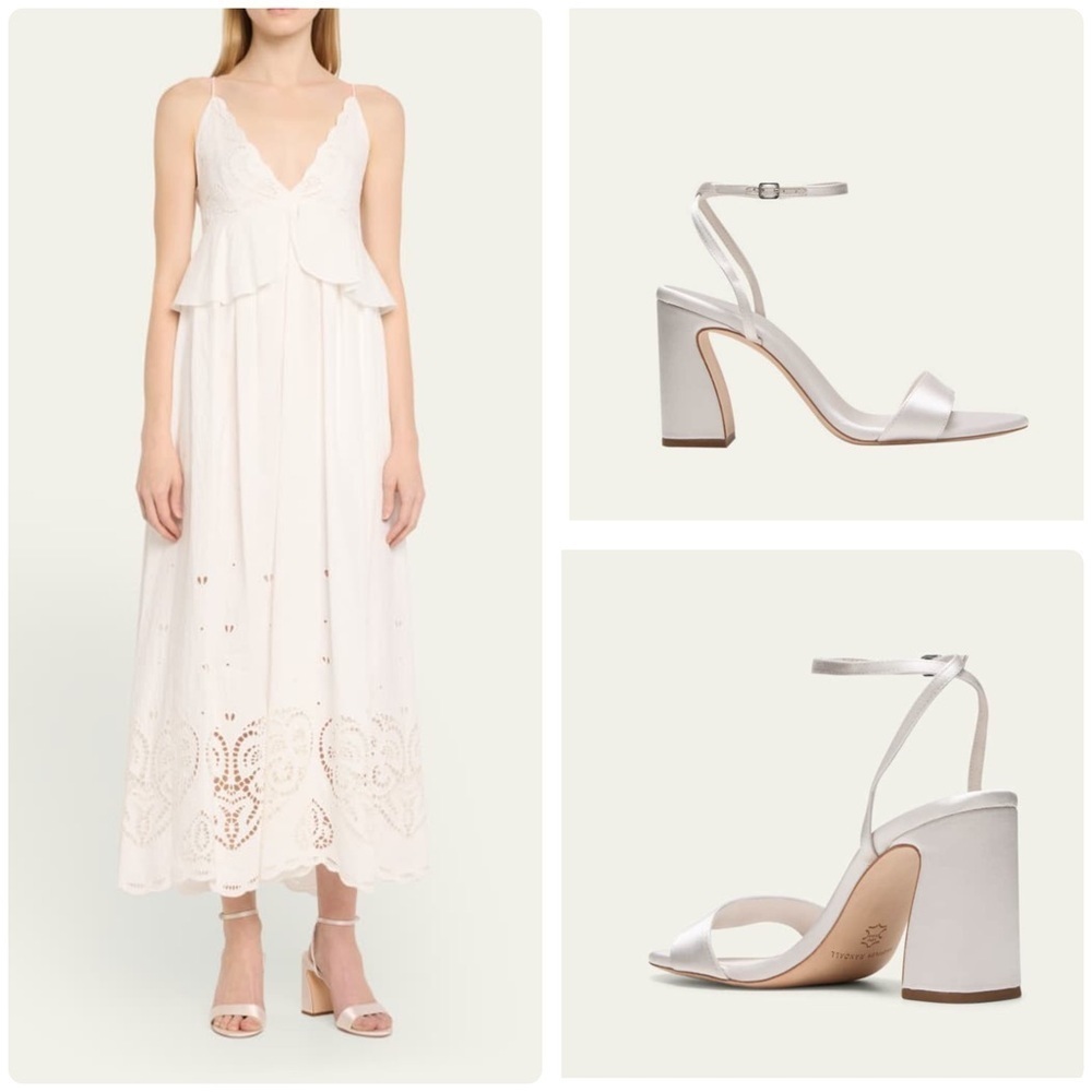 New LOEFFLER RANDALL Malia Satin Ankle Strap Heels